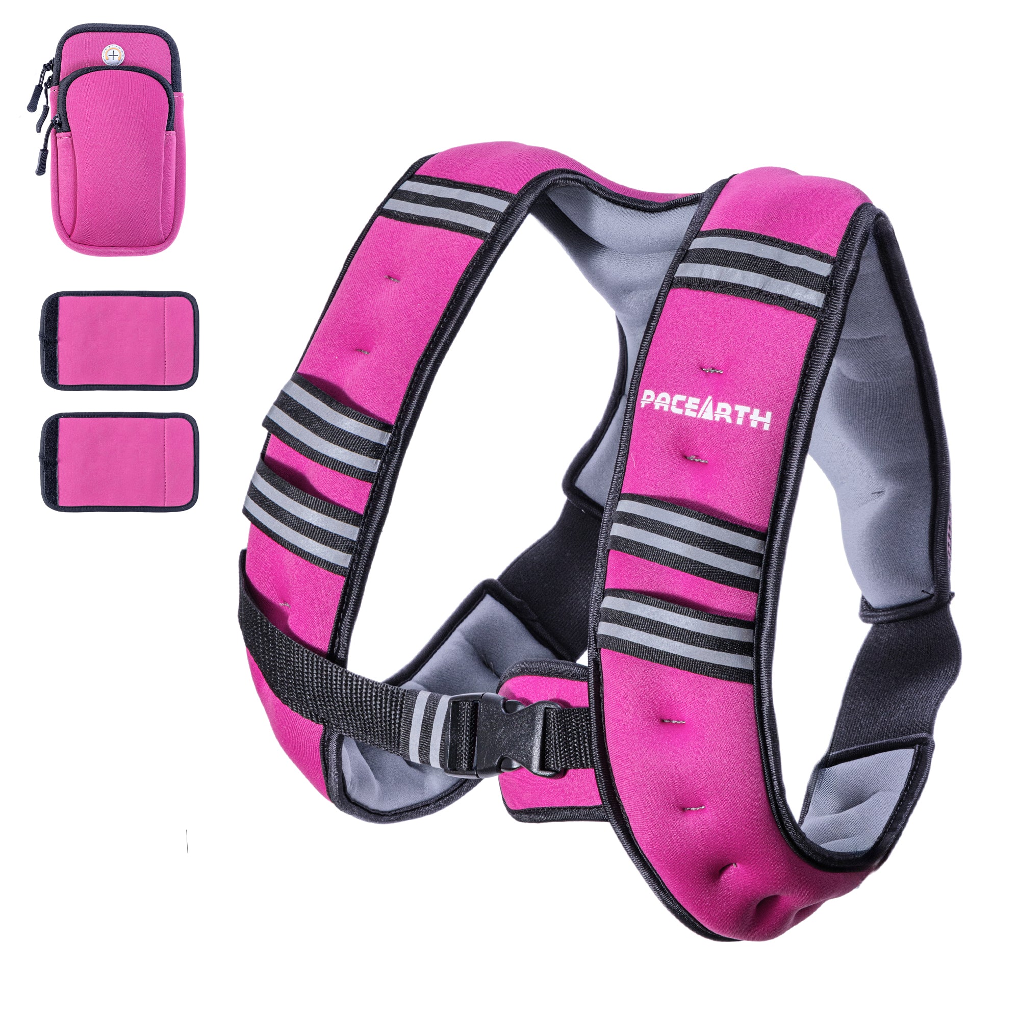 Pacearth Weighted Vest with Arm Strap Phone Pouch and Reflective Stripe 6lbs-30lbs - Image 18