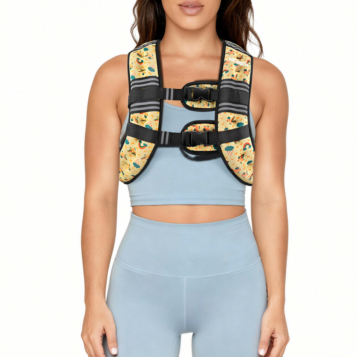 Pacearth Weighted Vest with Arm Strap Phone Pouch and Reflective Stripe Patterned Yellow