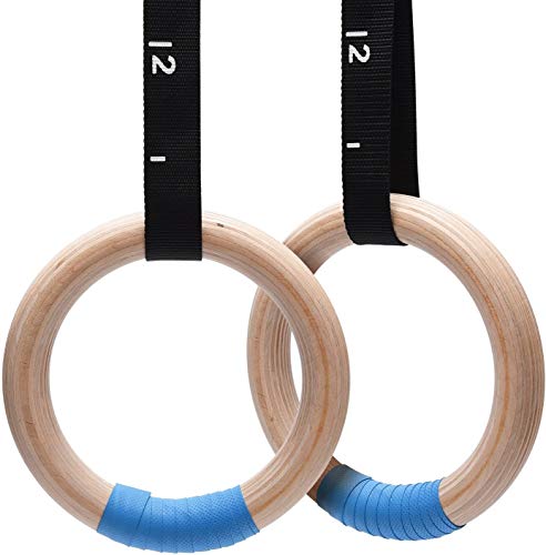 PACEARTH Gymnastics Rings Wooden Olympic Rings, Long Straps with Scale Non-Slip Gym Rings for Home Gym Full Body Workout - Image 8