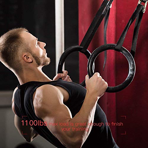 PACEARTH Gymnastic Rings 1100lbs Capacity with 14.76ft Adjustable Buckle Straps - Image 5