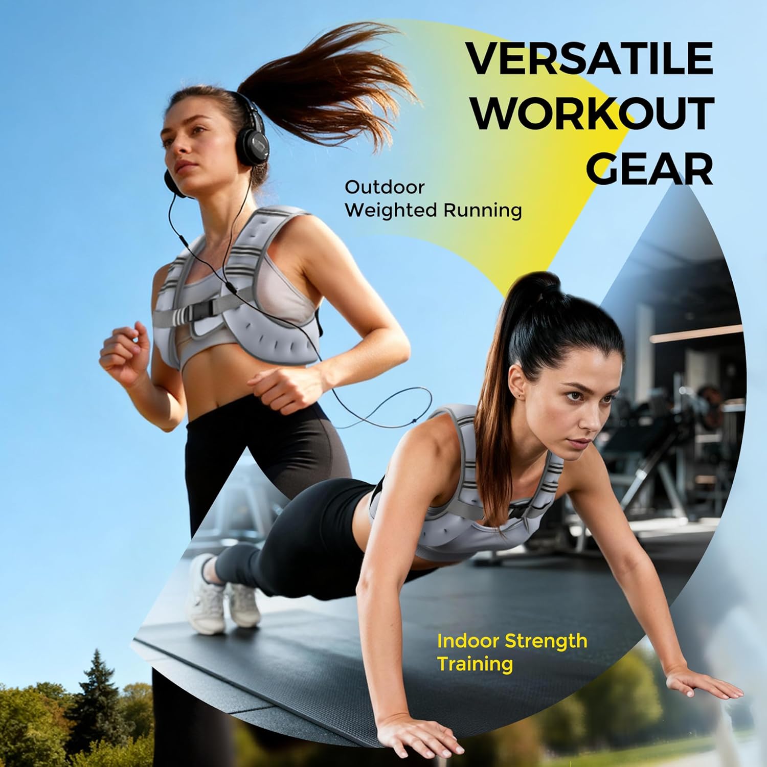 Pacearth Weighted Vest with Arm Strap Phone Pouch and Reflective Stripe Concrete Gray - Image 4
