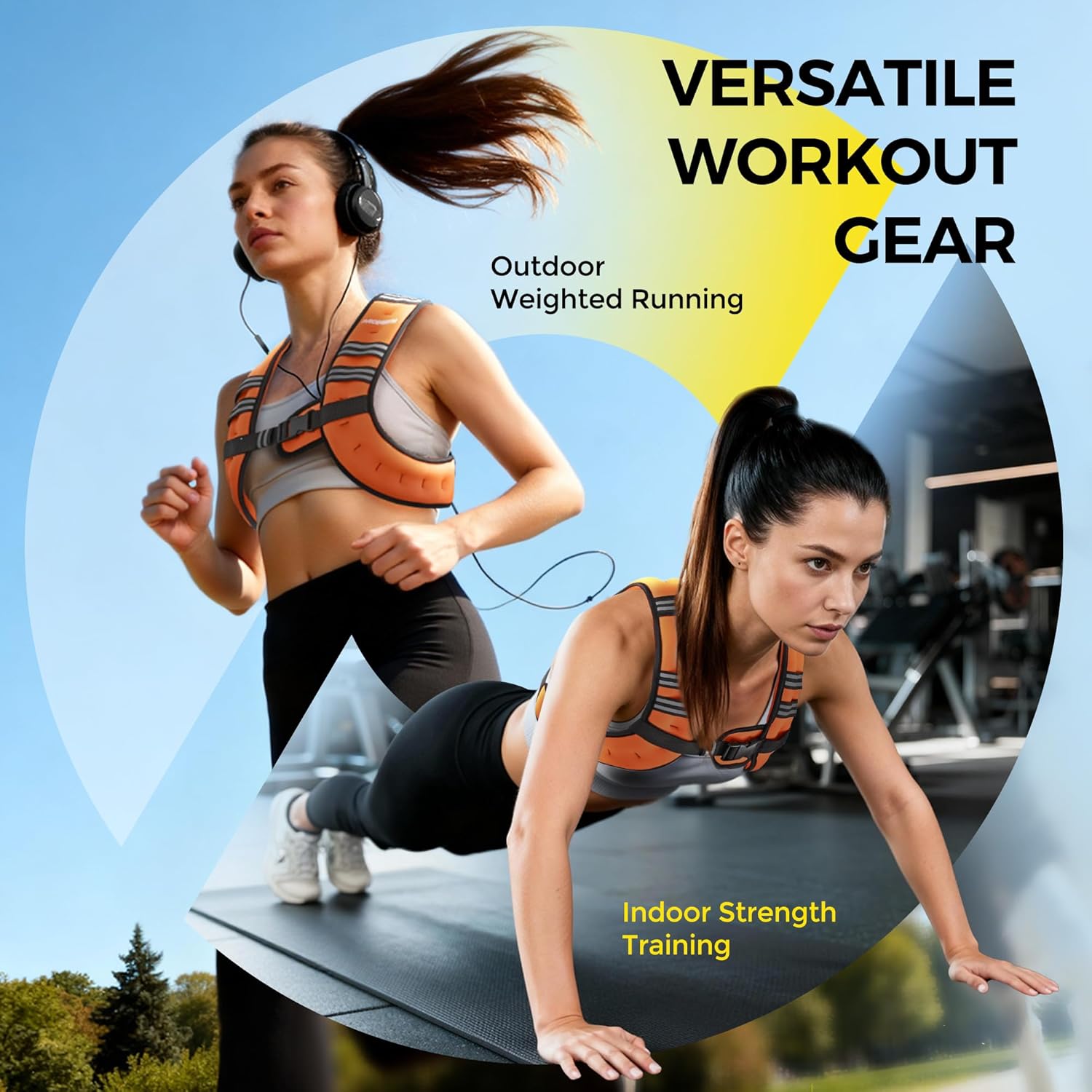 Pacearth Weighted Vest with Arm Strap Phone Pouch and Reflective Stripe Orange - Image 4