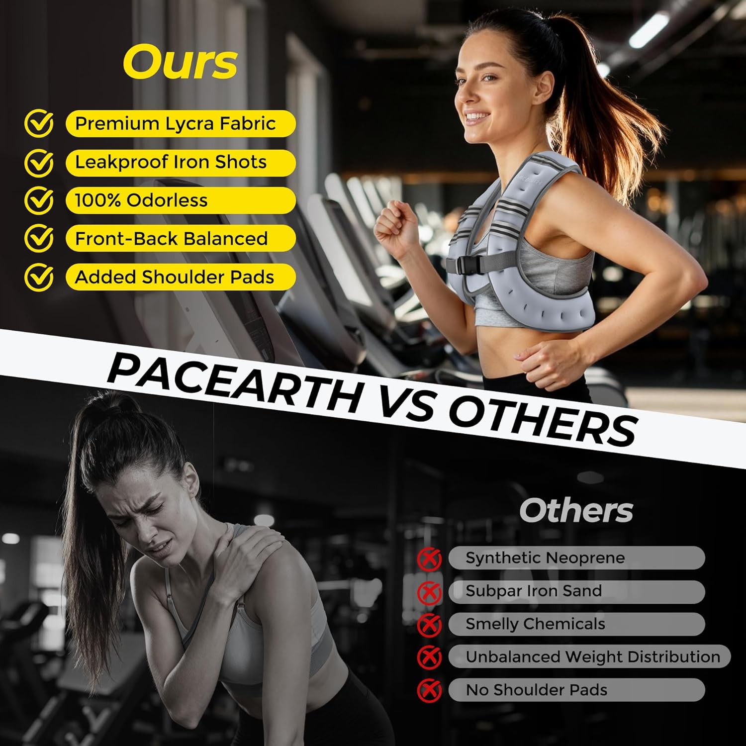Pacearth Weighted Vest with Arm Strap Phone Pouch and Reflective Stripe Concrete Gray - Image 5