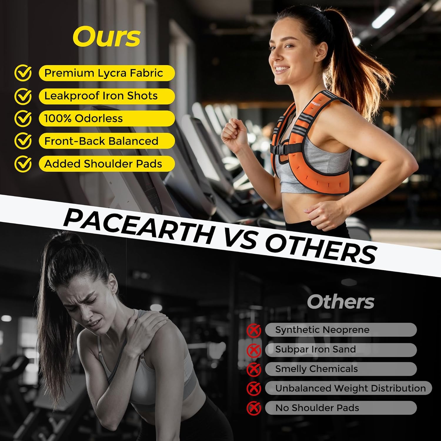 Pacearth Weighted Vest with Arm Strap Phone Pouch and Reflective Stripe Orange - Image 6