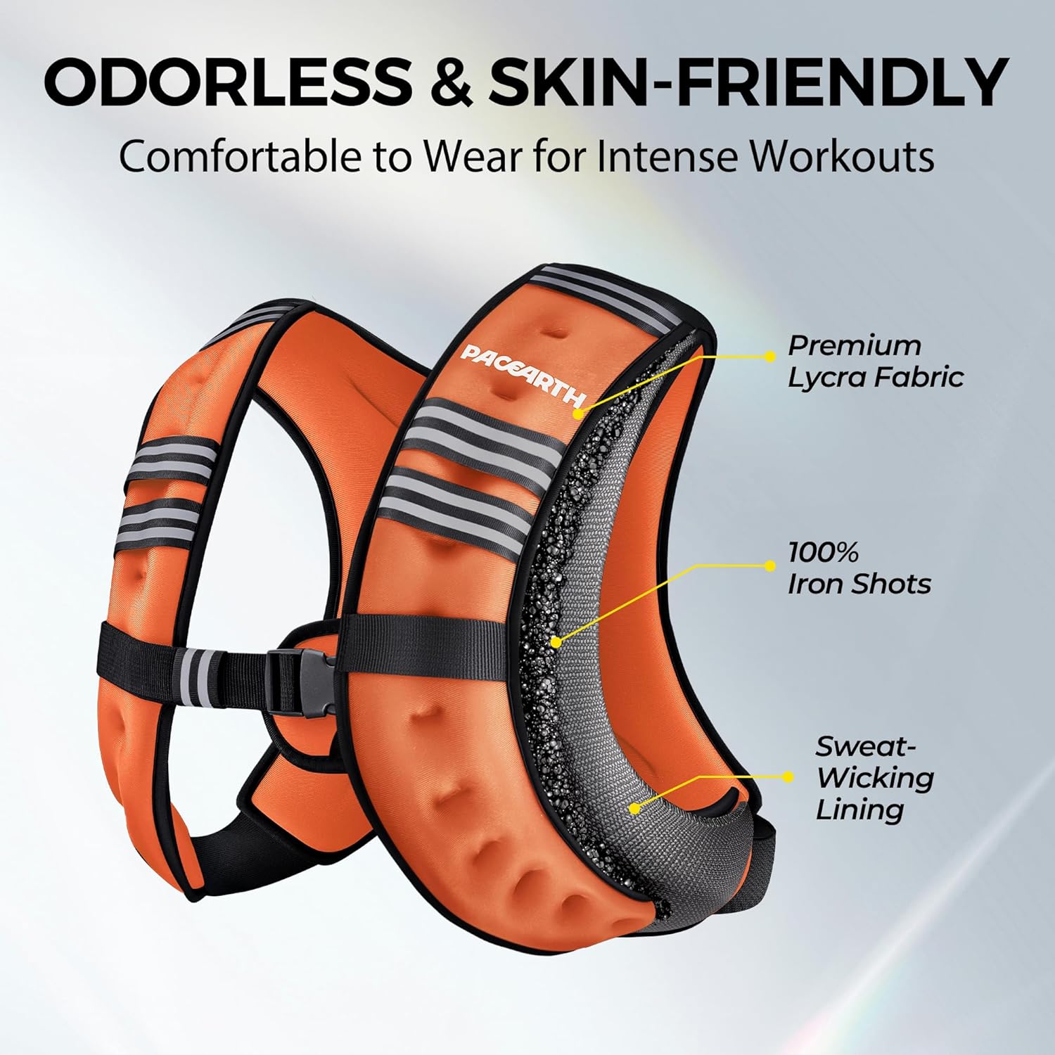 Pacearth Weighted Vest with Arm Strap Phone Pouch and Reflective Stripe Orange - Image 7