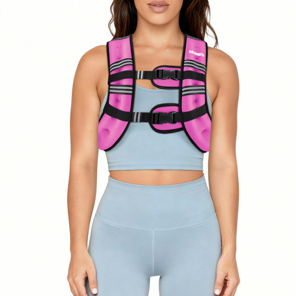 Pacearth Weighted Vest with Arm Strap Phone Pouch and Reflective Stripe Pink