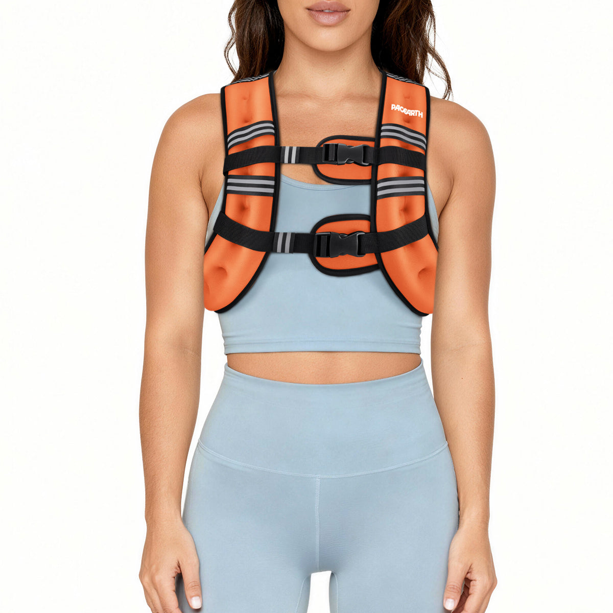 Pacearth Weighted Vest with Arm Strap Phone Pouch and Reflective Stripe Orange