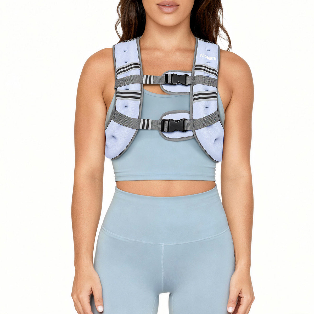 Pacearth Weighted Vest with Arm Strap Phone Pouch and Reflective Stripe Concrete Gray