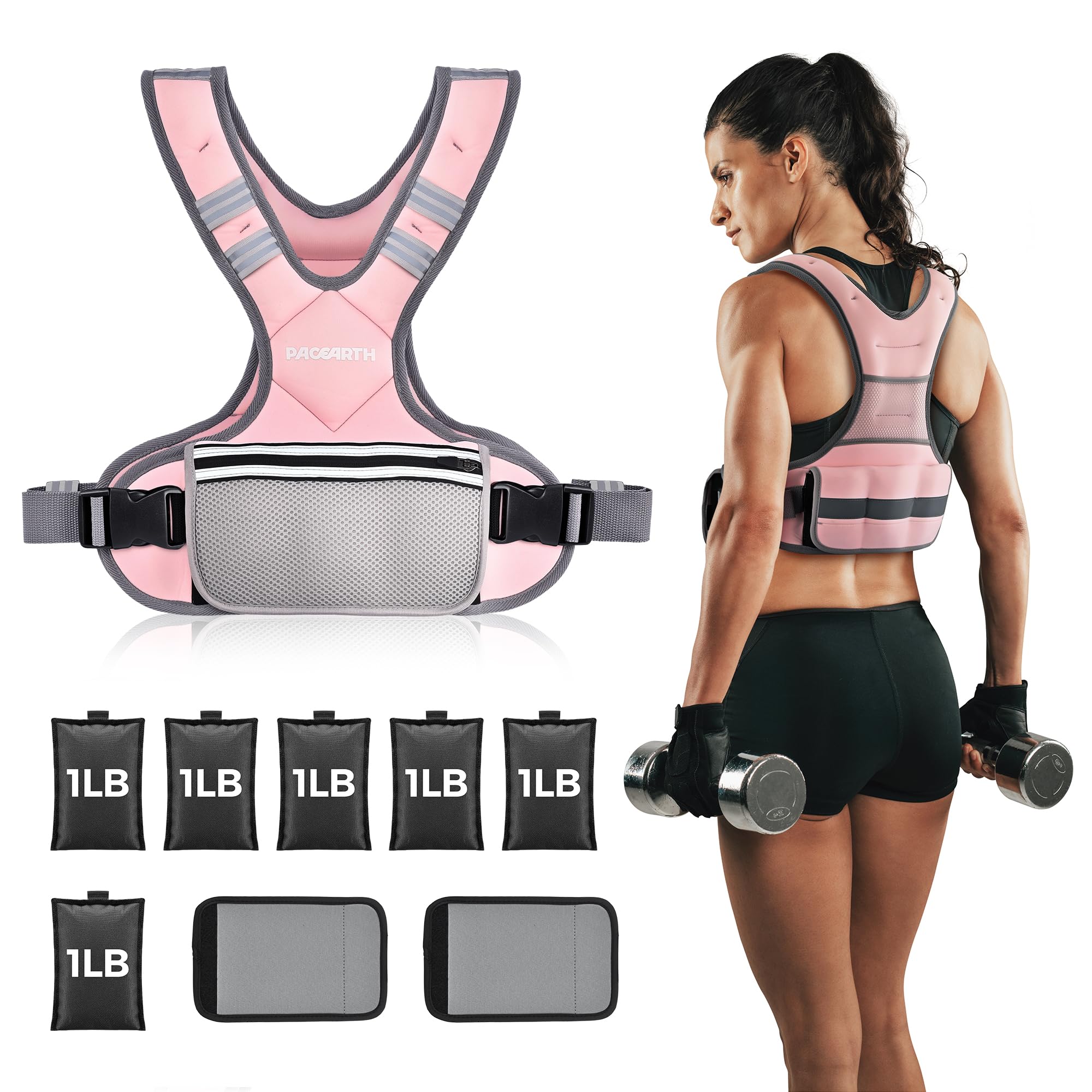 PACEARTH Adjustable Weight Vest 4-10lbs / 11-20lbs Blossom Cherry