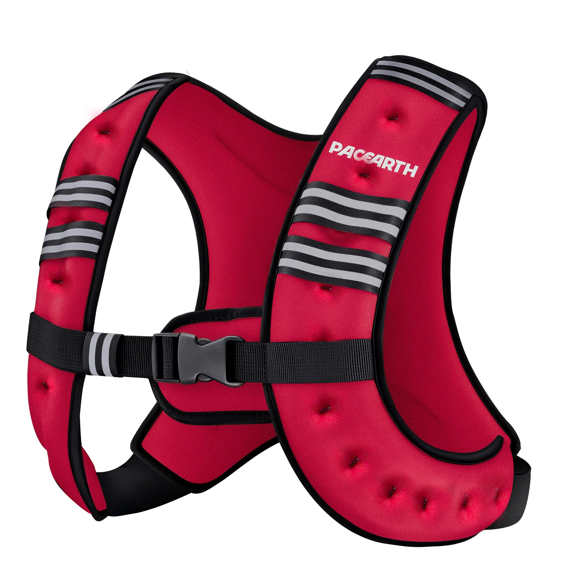 Pacearth Weighted Vest with Arm Strap Phone Pouch and Reflective Stripe Red - Image 2