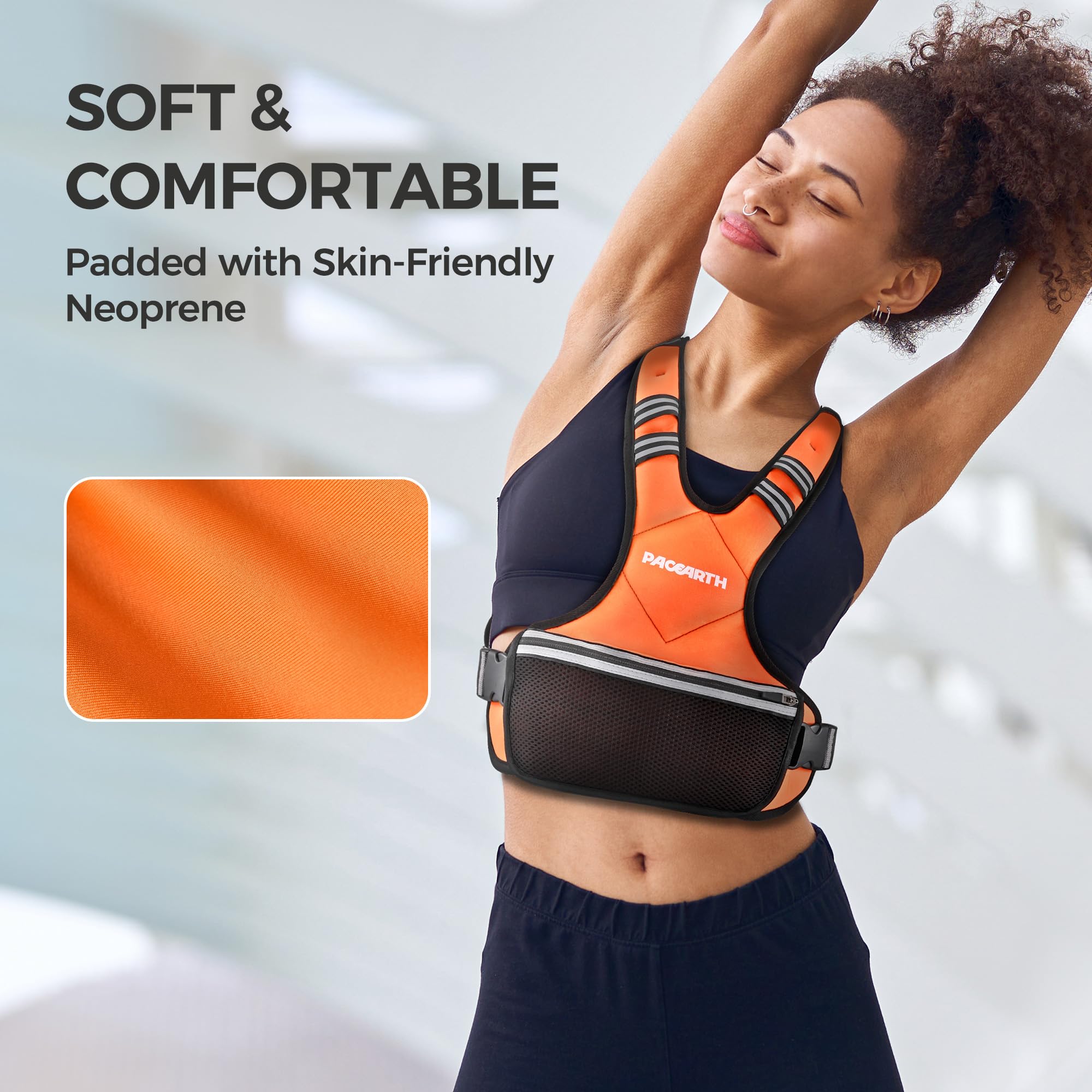 PACEARTH Adjustable Weight Vest 4-10lbs / 11-20lbs Orange - Image 2