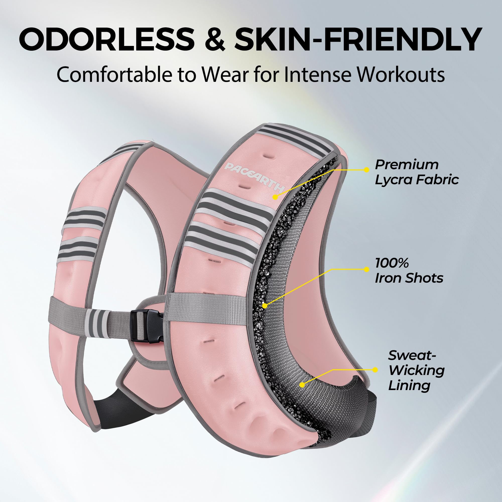 Pacearth Weighted Vest with Arm Strap Phone Pouch and Reflective Stripe Blossom Cherry - Image 4