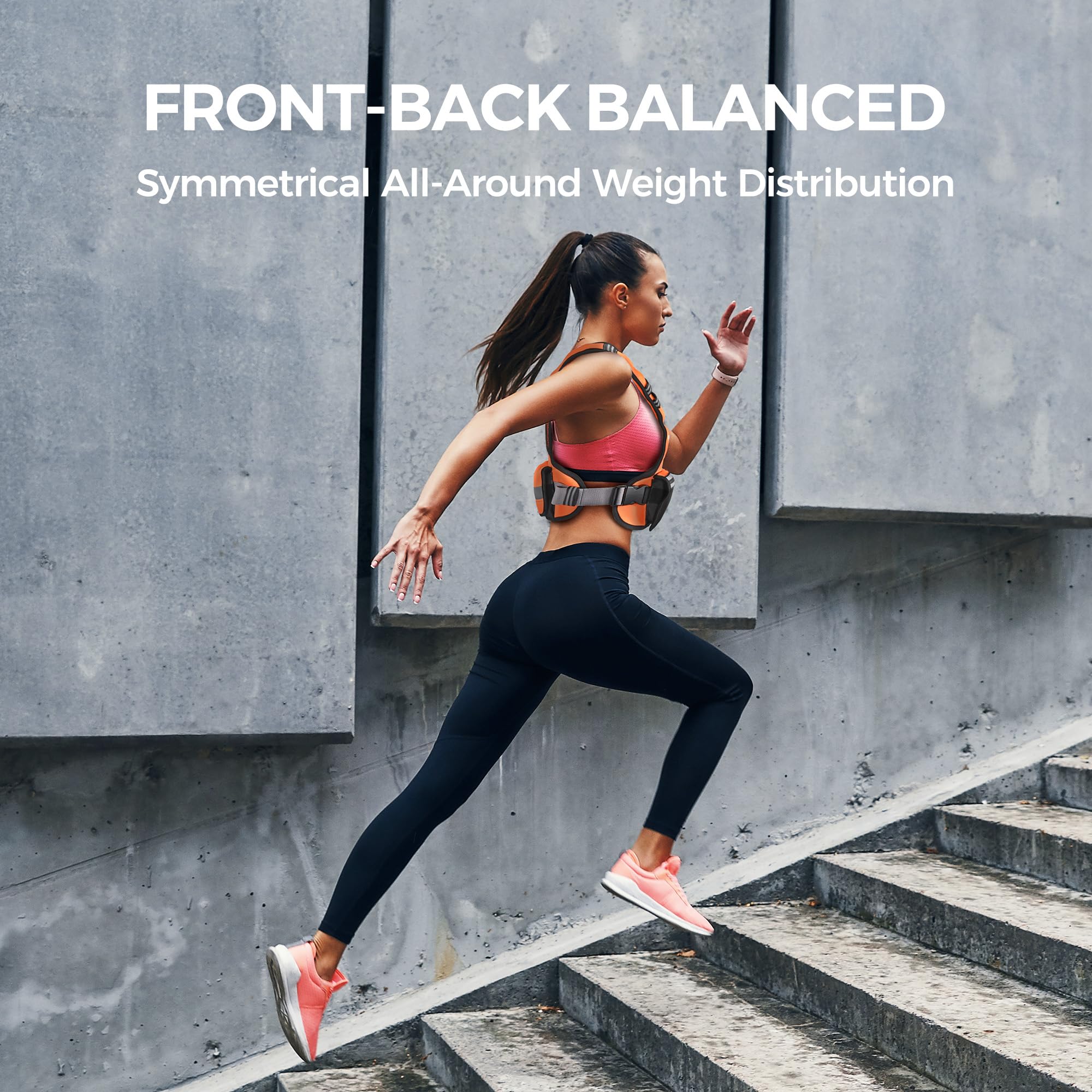 PACEARTH Adjustable Weight Vest 4-10lbs / 11-20lbs Orange - Image 5
