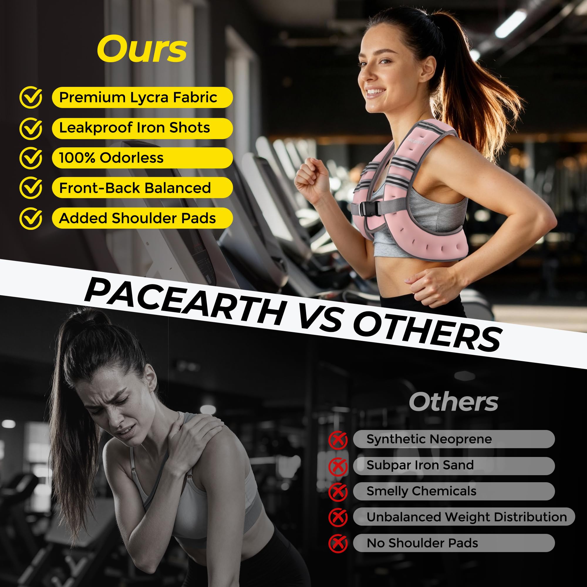 Pacearth Weighted Vest with Arm Strap Phone Pouch and Reflective Stripe Blossom Cherry - Image 7